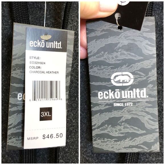 ECKO UNTLD - NWT - M Sz 3X - Small Tilt Fleece-Lined Hoodie in Charcoal & Black - Picture 14 of 16